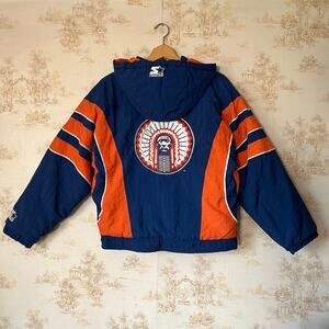 1990s Starter Illinois Fighting Illini Pullover Jacket | Chief Illiniwek | Large